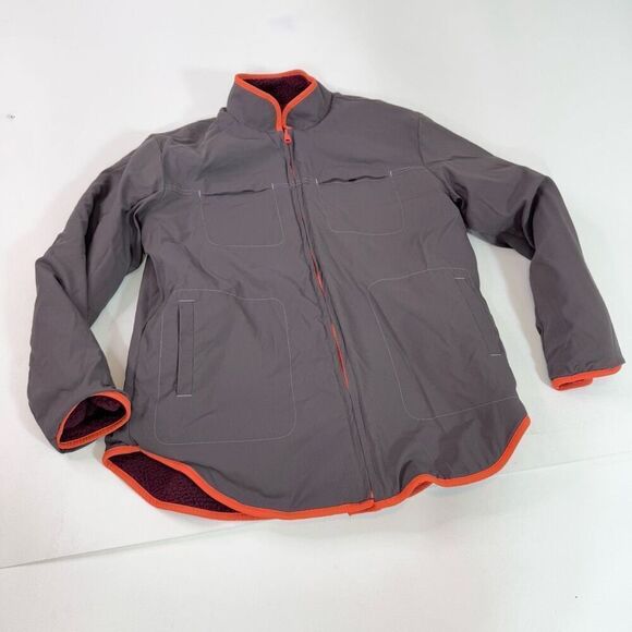 Title Nine Jacket Womens Medium Reversible Gray Purple Full Zip Sherpa - Picture 1 of 10